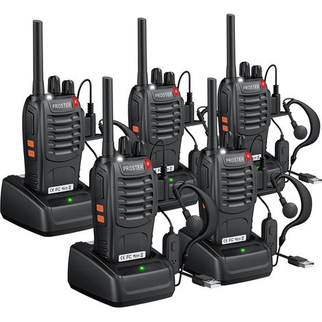 Talkie Walkie Longue Portée Rechargeable avec Écouteurs (5PCS) (1/5)