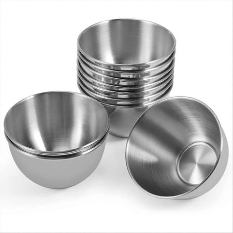 Set mit 10 Edelstahl-Saucenschalen, 8,4 cm (3,3 Zoll), Sushi-Schalen, silberfarben (1/5)