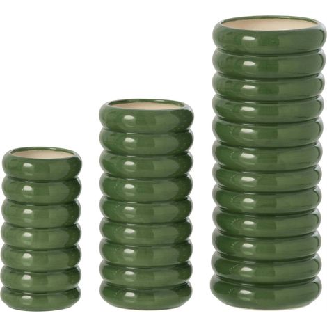 Set de 3 vases en porcelaine vert brillant - vert brillant (1/2)
