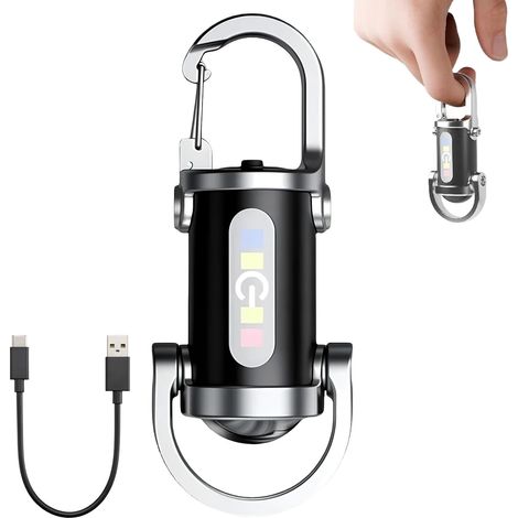 Mini porte-clés super lumineux 1200 lm - Mini lampe de poche LED super lumineuse - Lampe de poche LED rechargeable - Lampe de poche étanche pour la maison, la voiture, le travail en plein