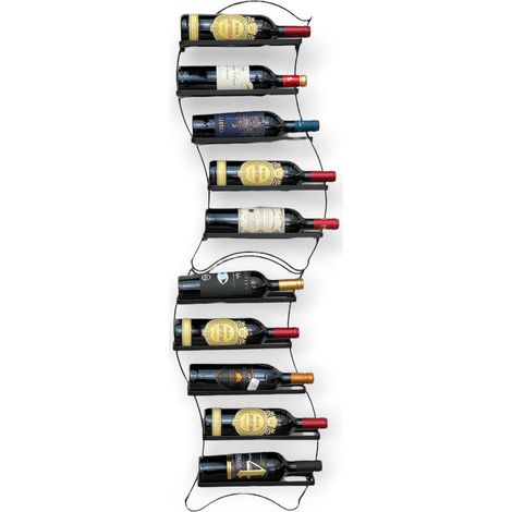 DanDiBo 2er Set Weinregal Metall Schwarz Wand erweiterbar für 10 Flaschen Lento Flaschenregal 96270 Flaschenständer Weinflaschenhalter Flaschenhalter (1/5)