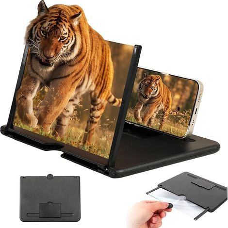 Agrandisseur d'écran de téléphone grand format, amplificateur d'écran 3D HD avec support pliable, projecteur d'agrandisseur de téléphone portable pour seniors, compatible universel avec tous les smart (1/4)