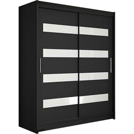 Armoire Closico Camera IV, Noir, 200x150x58cm, Portes d'armoire: Coulissantes, Nombre d'étagères: 5