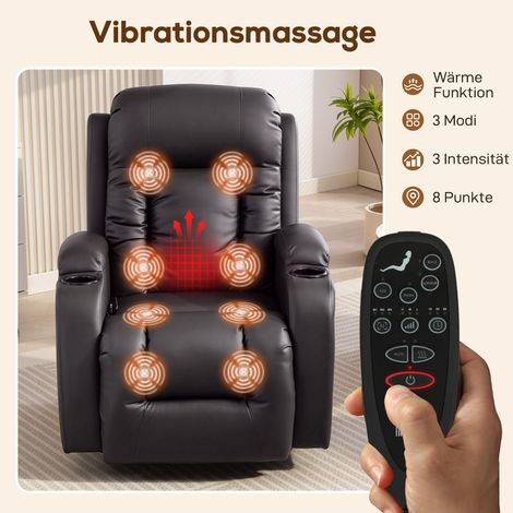 Fauteuil massant avec fonctions bascule, inclinaison et chaleur, 3 modes, rotatif, marron foncé (1/5)