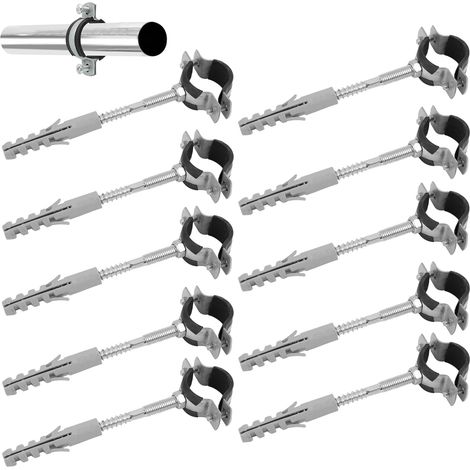 10 Colliers de Serrage Métalliques 32-40 mm avec Vis et Chevilles, Caoutchouc Antivibrations, Collier à vis pour Tubes avec Insonorisation, Supports de Tuyau avec Caoutchouc (32-40 mm 1") (1/5)