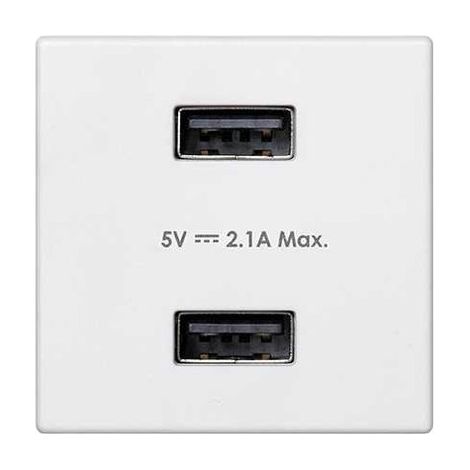 Caricabatterie USB Simon Connect con presa K45 tipo A 5V/2.1A bianco puro K126E/9 TSC-K126E-9