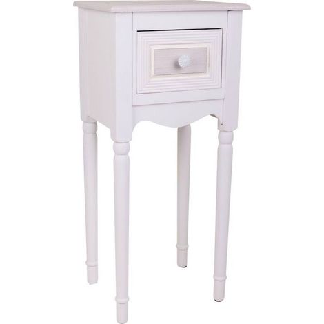 Table de chevet blanche avec tiroir style épuré bois mdf - blanc mat élégant (1/5)