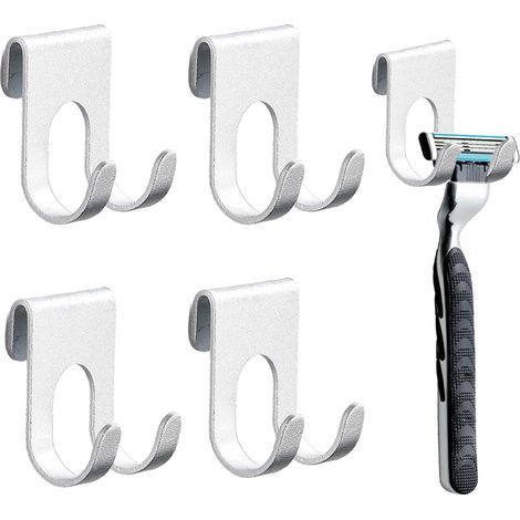4-Piece Razor Holder Set, Stainless Steel Razor Stand, Razor Holder, Razor Stand, Razor Holder, Bathroom and Kitchen Towel Rack, No Drilling Required, Silver (1/5)