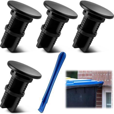 Mandrin à pousser pour poubelle 240L - Bouchon de fixation pour couvercle de panier avec tige auxiliaire, pièces de rechange adaptées à l'utilisation extérieure, plastique noir, facile à (1/5)
