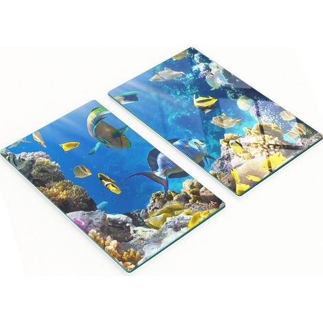 Küchenschneidebretter aus Glas mit Korallenriff-Motiv, 2 x 30 x 52 cm (1/5)
