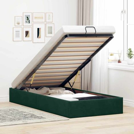 Ottoman-Bett ohne Matratze Dunkelgrün 100x200 cm Samt