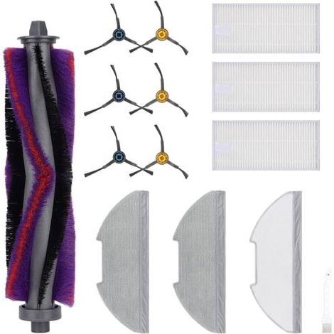 FENOPLASTICASet di accessori di ricambio FOREHILL da 14 pezzi per aspirapolvere Eureka E10s: 1 spazzola principale, 3 paia di spazzole laterali, 3 panni per la pulizia, 3 (1/5)