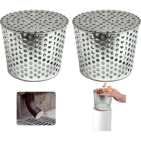Filtres De Gouttière en Acier Inoxydable, Lot de 2 Crapaudine de Gouttière 90-110mm, Filtre Gouttière À Mailles, Grille Protection Gouttiere Anti Feuille, Filtre de Gouttière pour Éviter les Blocages (1/5)