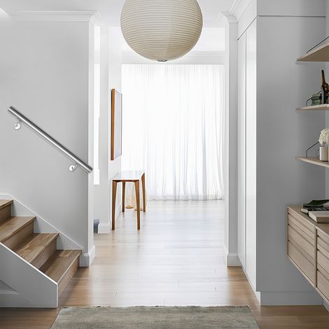 Jiubiaz Treppengeländer Handlauf 50 cm Ø42 mm aus 304 Edelstahl, Wandgeländer gebürstet, stabiler Haltegriff für Innen Außen Treppe Balkon (1/5)