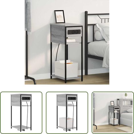 vidaXL Rangement - Cabinet de chevet Gris Sonoma 41 x 28 x 76 cm Bois d'ingénierie (1/5)
