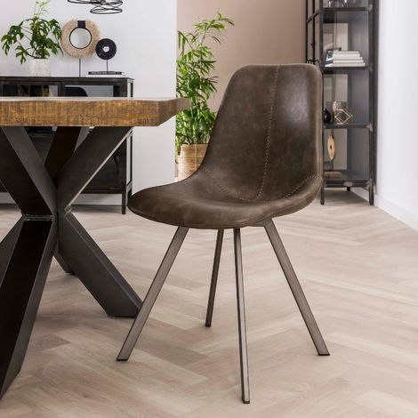 Lot de 4 chaises en PU avec coutures taupe ZAGO (1/4)