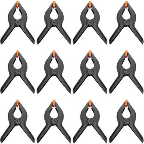 Pinces à ressort hautes performances 6 pouces (15 cm), lot de 12, mâchoires en plastique nylon avec revêtement souple et poignées antidérapantes (1/4)
