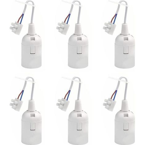 6 Pièces Douille de Lampe E27 Support D'ampoule 2A 250V Douille de Rénovation de Chantier avec Câble Douille de Lampe Suspension pour Ampoules à Lncandescence et LED (Max. 60W) - Blanc (1/5)