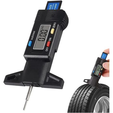 BUNTHAUS Jauge de profondeur de pneu – 0–25,4 mm/1\" écran LCD numérique jauge de profondeur de pneu portable, outil de mesure de profondeur des pneus pour voitures, camions, camionnettes