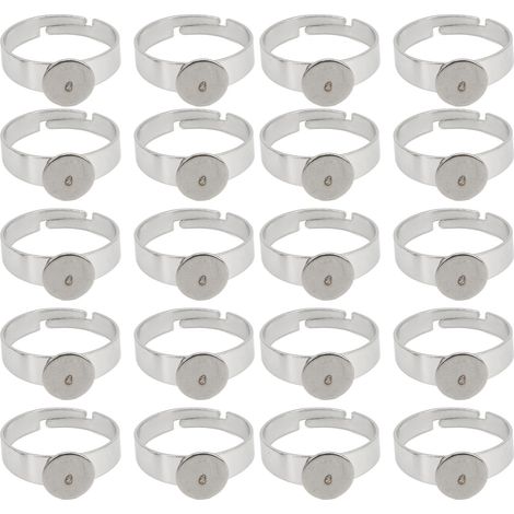 20PCS Blank Ring 8mm Adjustable Stainless Steel DIY Flat Ring Base for DIY Rings DIY Jewelry (1/5)