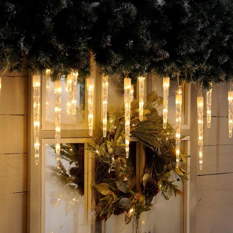 Festive 24 Colour Changing Icicle Christmas Lights White to Warm White (1/2)