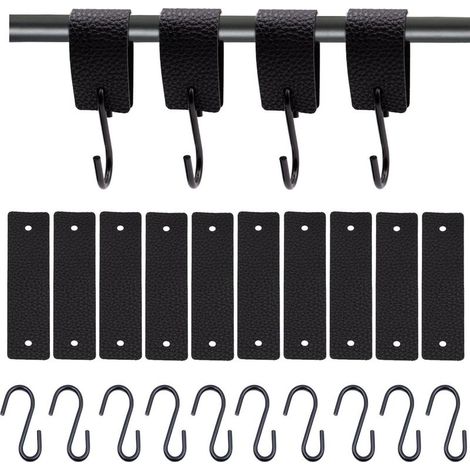 10 Pièces Crochet S Cuir, Acier Inoxydable Crochet S, Anneaux en Cuir Hook S pour Cuisine Salle de Bain Chambre a Coucher, Grande Capacité Portante (1/5)