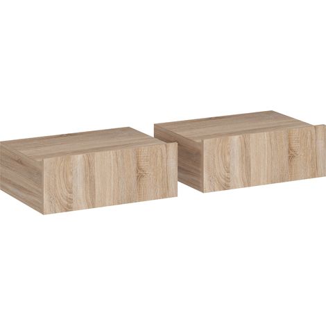 Chevets suspendus Zirella design moderne espace optimisé rangement pratique effet chêne clair (1/5)