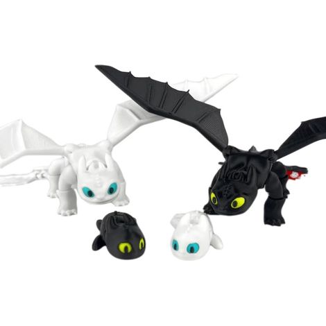 1 Set Figurine Dragon Famille 3D, Détails Réalistes, PLA Biodégradable, Articulé, Décoration Collection (1/5)