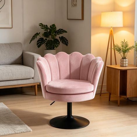 Tabouret de maquillage pivotant et inclinable, tabouret de bar bas en forme de fleur, chaise de salle à manger (1 pièce) (1/4)