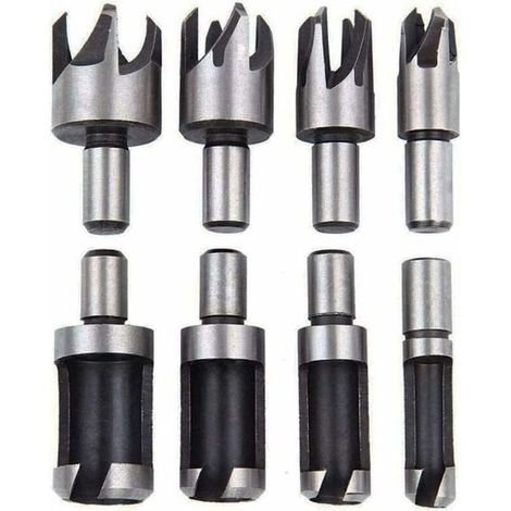 Fraise Bouchonner Bois Lot de 8 Mèche Bouchon Bois Foret Faire Cheville Outil de Coupe pour Faire une Bois Bouchon Cheville Tourillon Goujon Tenon Dowel (1/5)