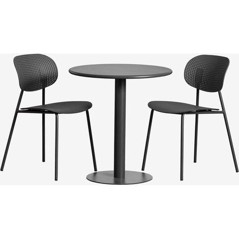 Set tavolo rotondo Ø70 cm Mizzi e 2 sedie da giardino in polipropilene e ferro Tupah SKLUM (1/5)