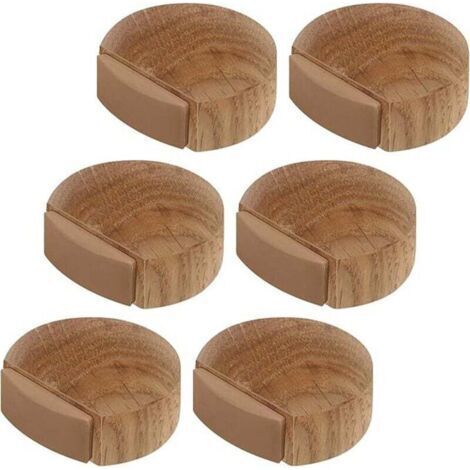 6 pièces Arrêts de Portes - Butée de Porte Adhesive en Bois pour Sol et Parquet – Stop Porte Adhésif - Butoir de Porte (Chêne Naturel) (1/4)