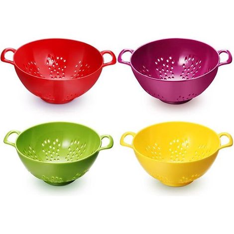 Panier de lavage de légumes - 4 Pièces - Passoire de cuisine - ABS - Avec double poignée - Accessoires de cuisine - Petit tamis à passoire - Convient aux fruits, légumes et autres aliments - 1914.87.5 (1/5)