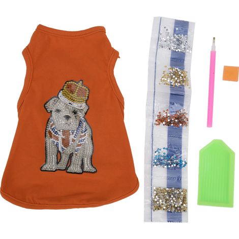 T-shirt à peindre avec des diamants, à faire soi-même, vêtements pour chien, fournitures et accessoires de loisirs créatifs (Orange M)