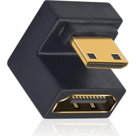 U Shape Adaptateur Mini HDMI vers HDMI 8K, Down Angle Adaptateur Mini HDMI vers HDMI Femelle supportant 8K@60Hz,48Gbps,caméra/Ordinateur Portable/HDTV/projecteur (1 Pack) (1/5)