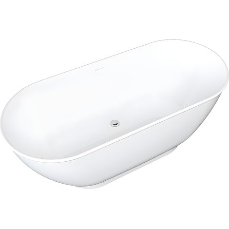 Baignoire îlot ovale - 240 L - 170 x 75 x 60 cm - Blanc brillant - Acrylique - MOBULA