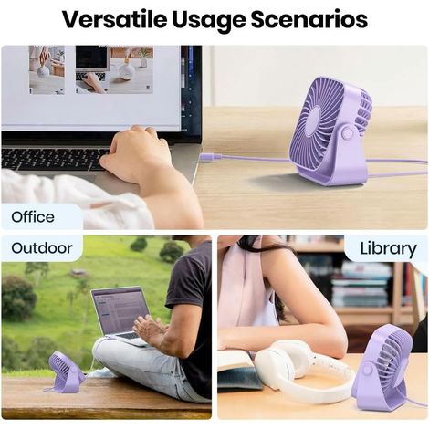 Ventilatore da Tavolo USB Silenzioso 3 Velocità, Rotazione 360° e Design Compatto in Plastica Resistente – Ideale per Ufficio e Camera da Letto (1/3)