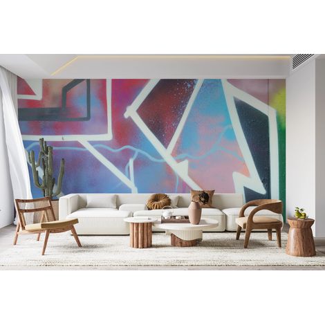 Papier peint graffiti - fresque abstraite multicolore - 150 x 250 cm (1/2)