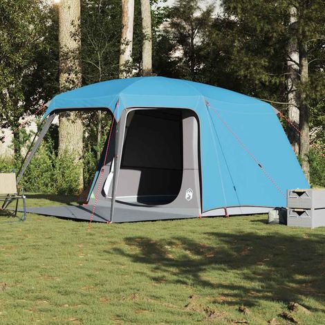 vidaXL Tente de camping avec dôme porche 5 personnes bleu imperméable (1/5)