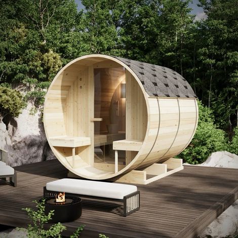 Sauna finlandese da esterno 4 persone 185x220 cm h190 in legno di abete Onsen
