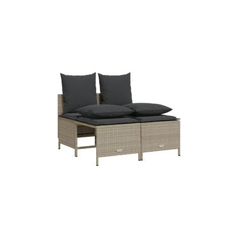 Salon de jardin 4 pcs avec coussins gris clair résine tressée (1/5)