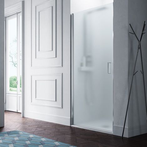 Samo - Porte de douche pivotante 80 - 83 cm profilés chromé brillant verre transparent version Droite - POLARIS