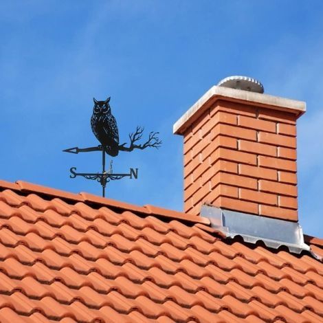Dekorative Gartenwetterfahne, Dachwetterfahne, Eulenmotiv, für den Außenbereich, lackiertes Metall, schwarz (1/4)