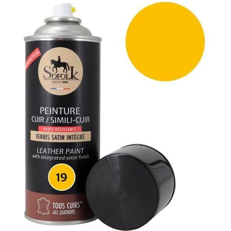 Pittura Pelle (19-GIALLO) con Vernice Integrata - SOFOLK - Manutenzione per Sedili e Volante dell'Auto, Divano, Scarpe, ecc. (1/4)