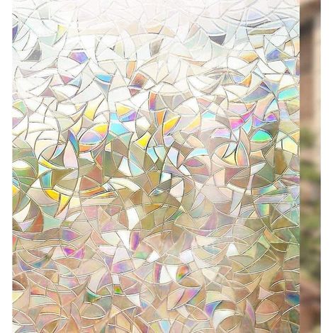 Fensterfolie – Regenbogeneffekt – 44,5 x 200 cm – Elektrostatisch haftend – Vollständig blickdicht – Dekorative 3D-Antireflexfolie – Für Schlafzimmer, Küche, Badezimmer (1/5)