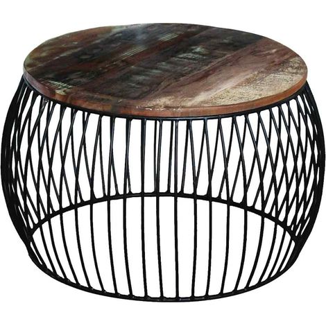 Maison Exclusive - Konferenční stolek kulatý masivní recyklované dřevo 68 x 37 cm (1/5)