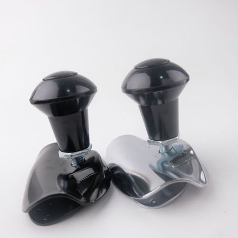 Confezione da 2 pezzi di pomello/volante universale in nero e argento per auto, furgone, camion, trattore, barca ecc. (1/4)