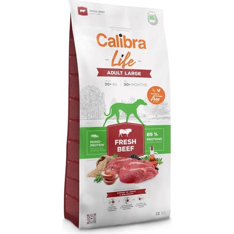 Croquettes CALIBRA DOG life pour chien adulte de grande taille au bœuf frais, 12 kg