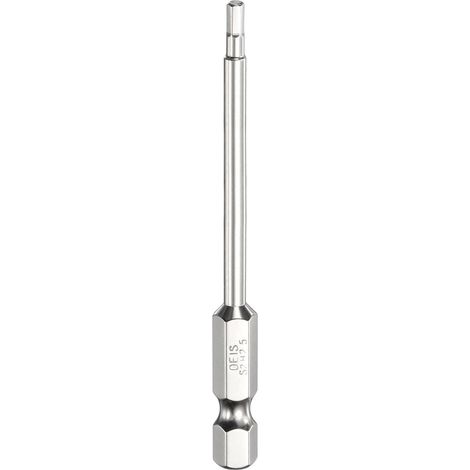 Embout de Tournevis à Tête Hexagonale 2.5mm Métrique Pointe Plate 1/4" Tige Hexagonale 75mm (3") Long Clé à Embout Magnétique Pour Perceuse à Vis, Douille Chromée (1/5)