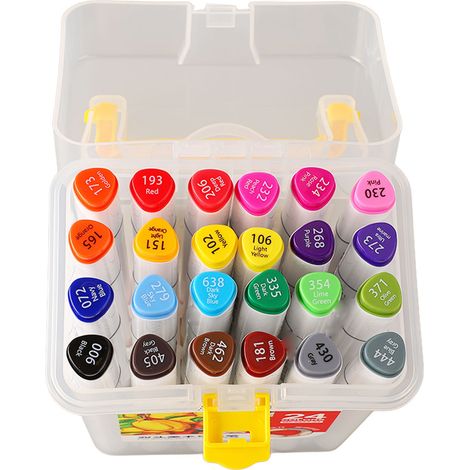 Marqueurs à double pointe à séchage rapide de 24 couleurs, adaptés à la peinture DIY sur des matériaux tels que le bois, la roche, la toile, la pierre, le verre et la céramique. (1/5)